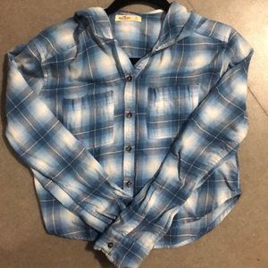 Cropped Flannel w/ Hood